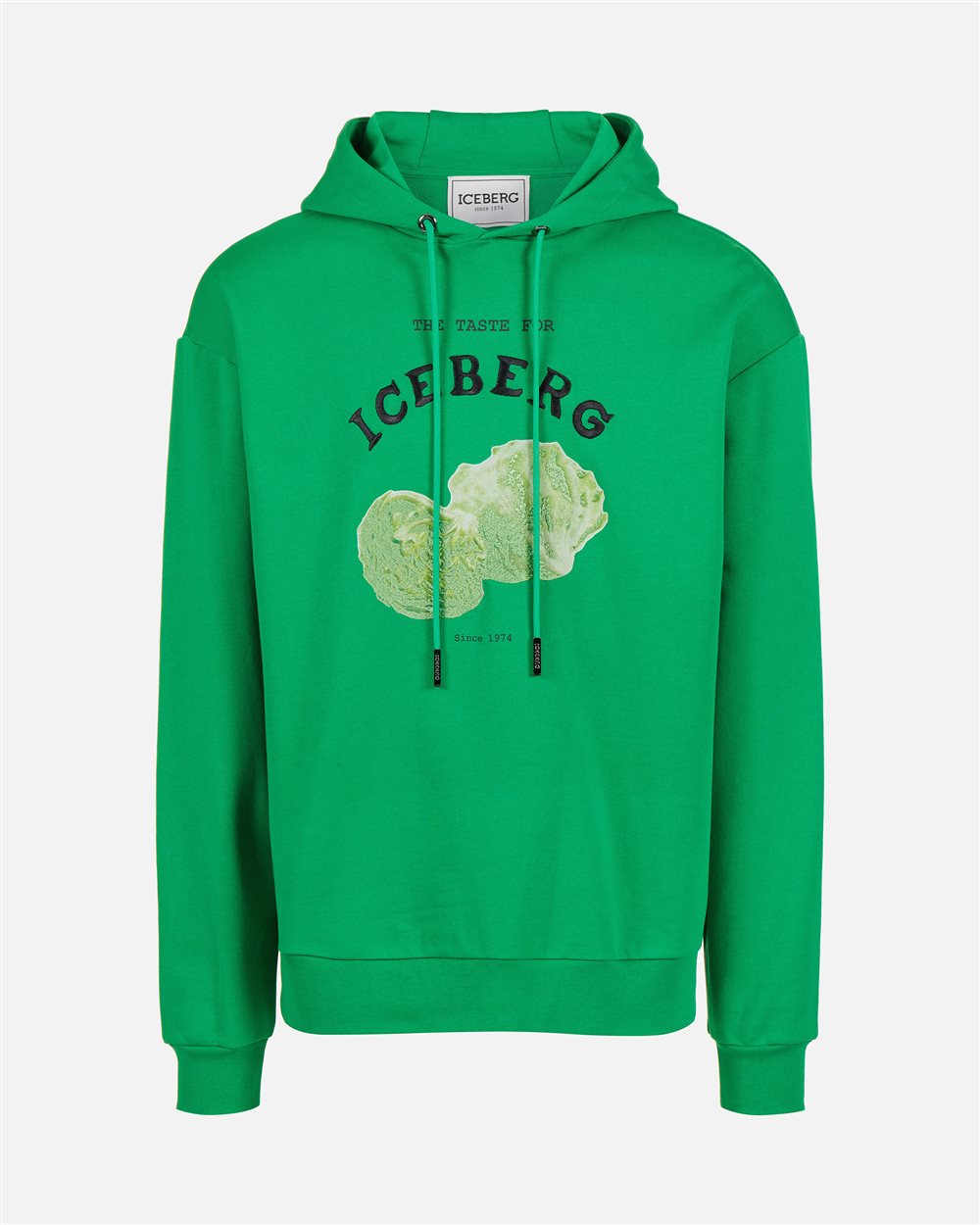 Regular fit lettuce green hoodie with Iceberg Salad print - Iceberg - Official Website