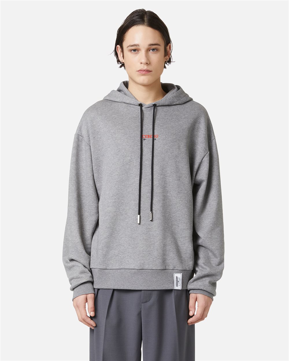 Grey melange hoodie with embroidered Iceberg logo and Peanuts print - Iceberg - Official Website