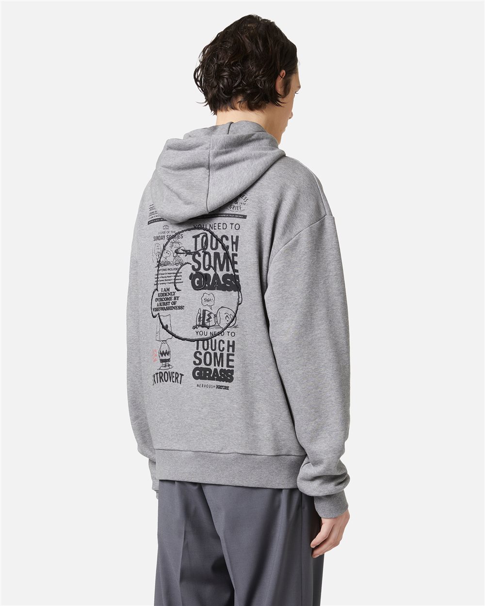Grey melange hoodie with embroidered Iceberg logo and Peanuts print - Iceberg - Official Website