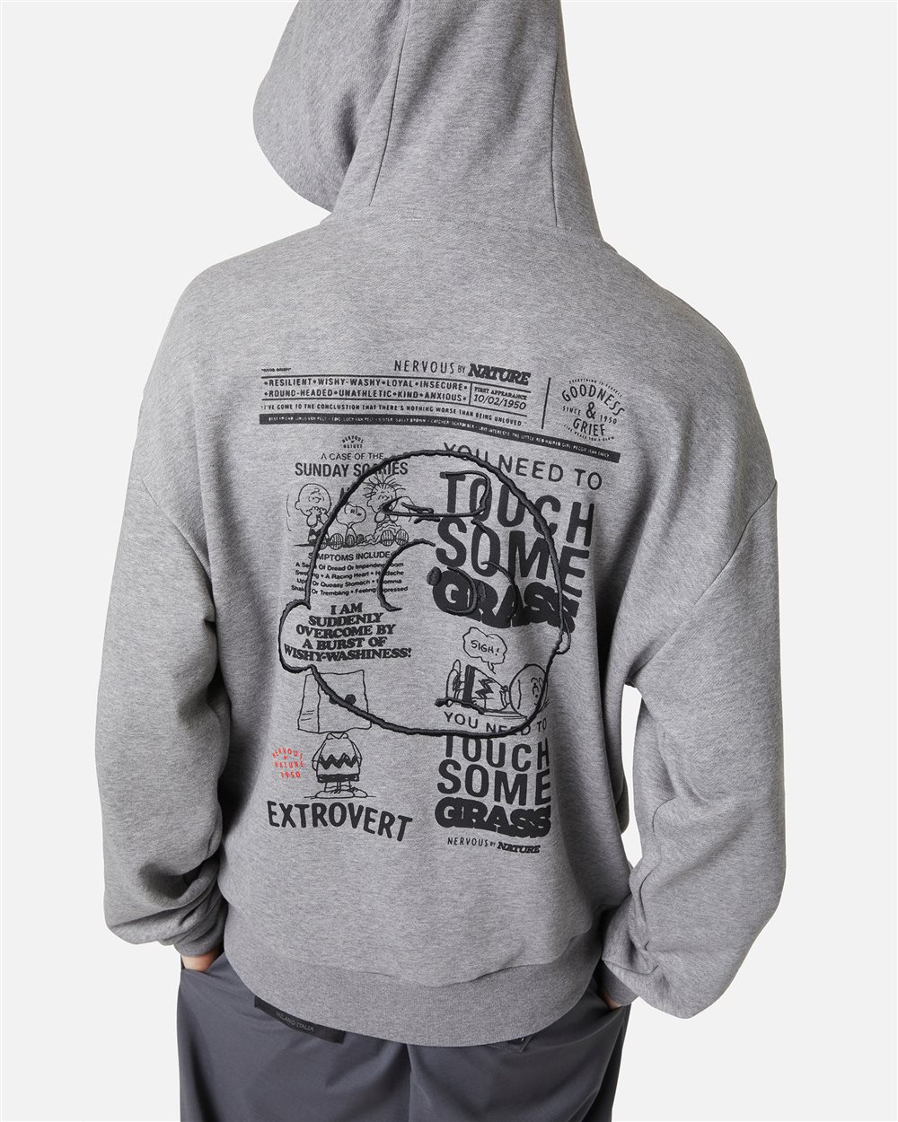 Grey melange hoodie with embroidered Iceberg logo and Peanuts print - Iceberg - Official Website