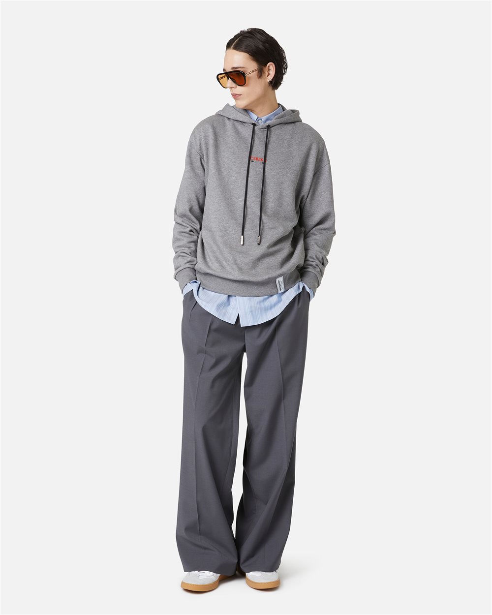 Grey melange hoodie with embroidered Iceberg logo and Peanuts print - Iceberg - Official Website