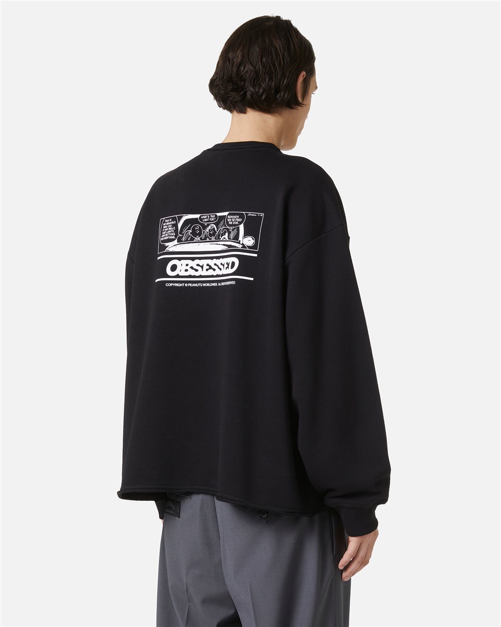 Relaxed fit black crewneck sweatshirt with Peanuts print - Iceberg - Official Website