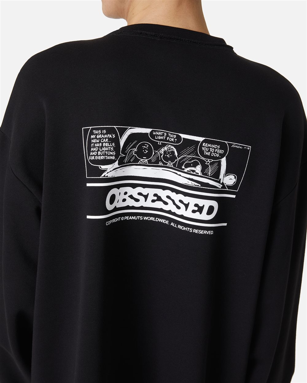 Relaxed fit black crewneck sweatshirt with Peanuts print - Iceberg - Official Website