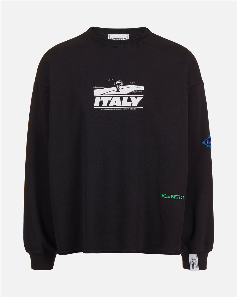 Relaxed fit black crewneck sweatshirt with Peanuts print - Iceberg - Official Website