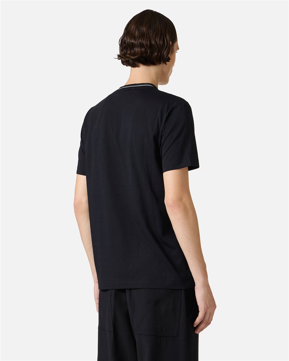 Black slim-fit T-shirt with embroidered Iceberg logo and front print - Iceberg - Official Website