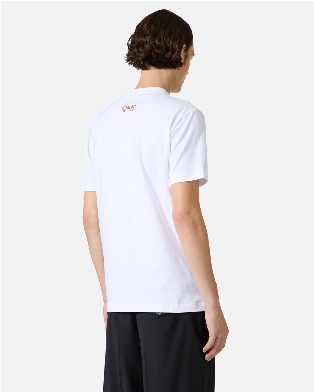 Optical white slim fit T-shirt with Peanuts patch and embroidered Iceberg logo - Iceberg - Official Website