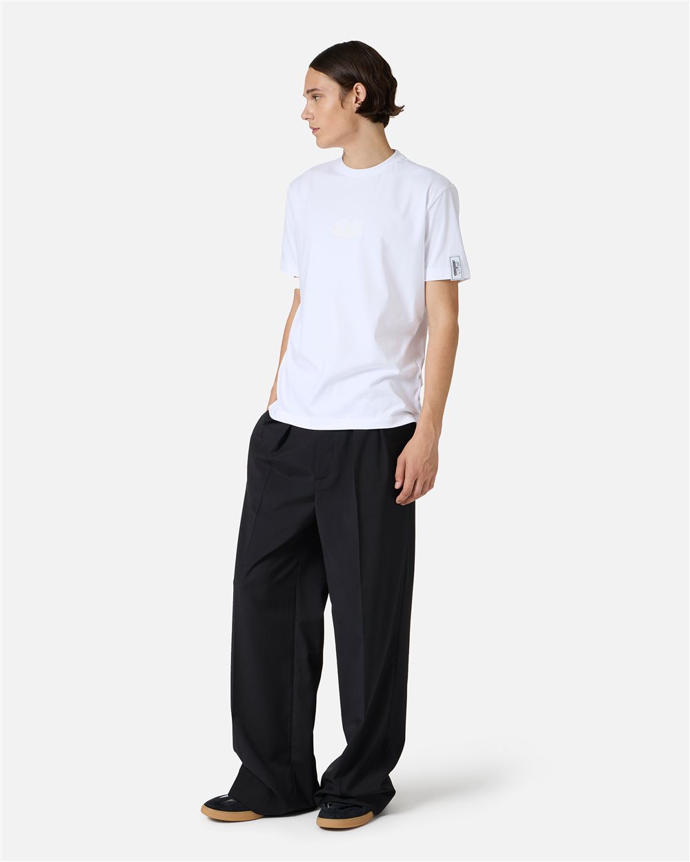 Optical white slim fit T-shirt with Peanuts patch and embroidered Iceberg logo - Iceberg - Official Website