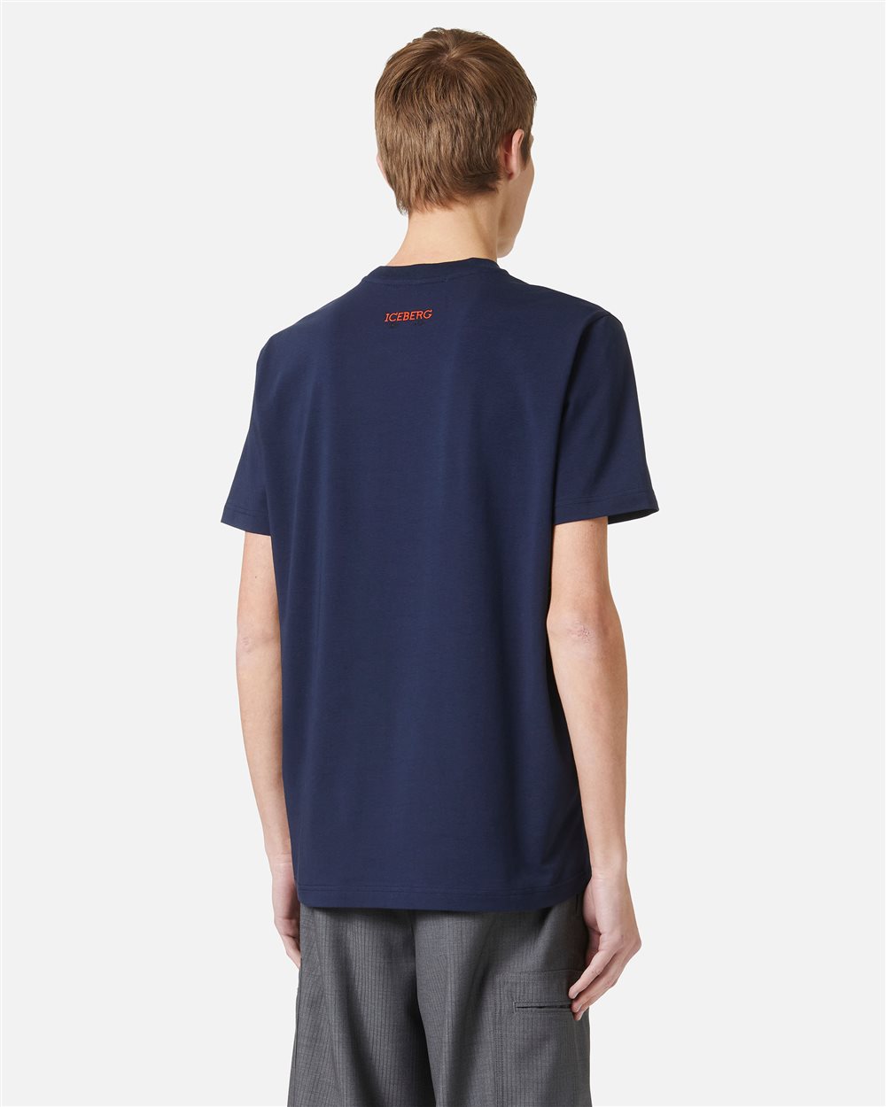 Slim fit blue T-shirt with Peanuts patch and embroidered Iceberg logo - Iceberg - Official Website