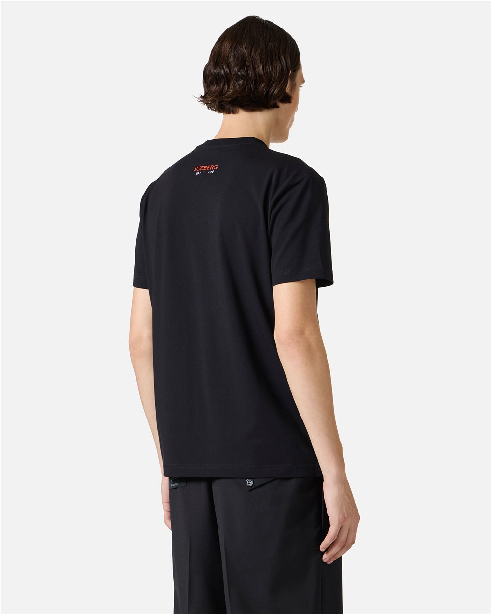 Black slim fit T-shirt with Peanuts patch and embroidered Iceberg logo - Iceberg - Official Website