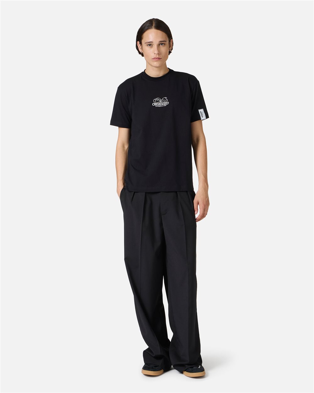 Black slim fit T-shirt with Peanuts patch and embroidered Iceberg logo - Iceberg - Official Website