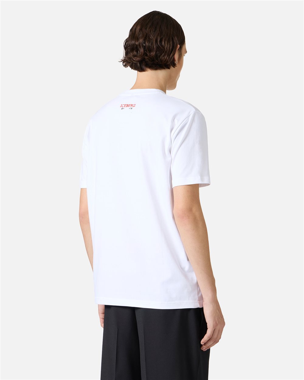 Optical white slim fit T-shirt with Peanuts embroidery and Iceberg logo on the back - Iceberg - Official Website