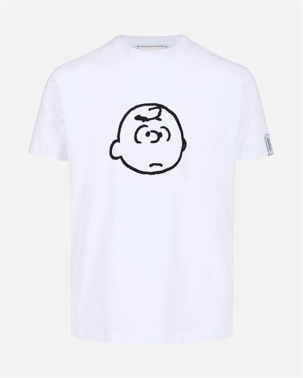 Optical white slim fit T-shirt with Peanuts embroidery and Iceberg logo on the back - Iceberg - Official Website