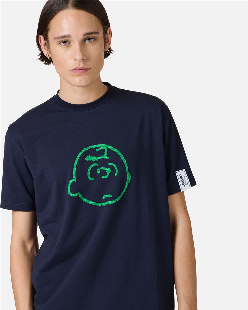 Slim fit blue T-shirt with Peanuts embroidery and Iceberg logo on the back - Iceberg - Official Website