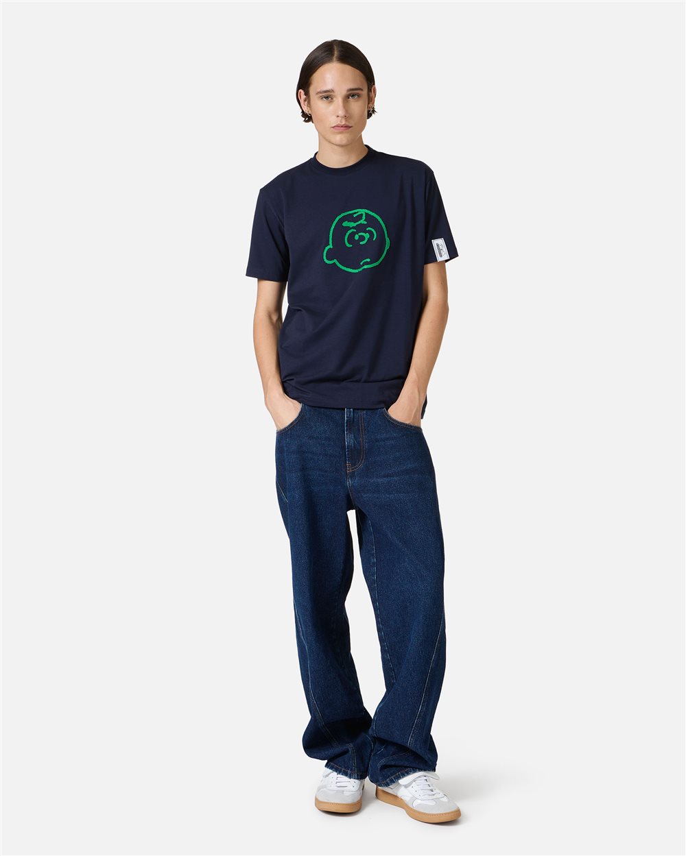 Slim fit blue T-shirt with Peanuts embroidery and Iceberg logo on the back - Iceberg - Official Website
