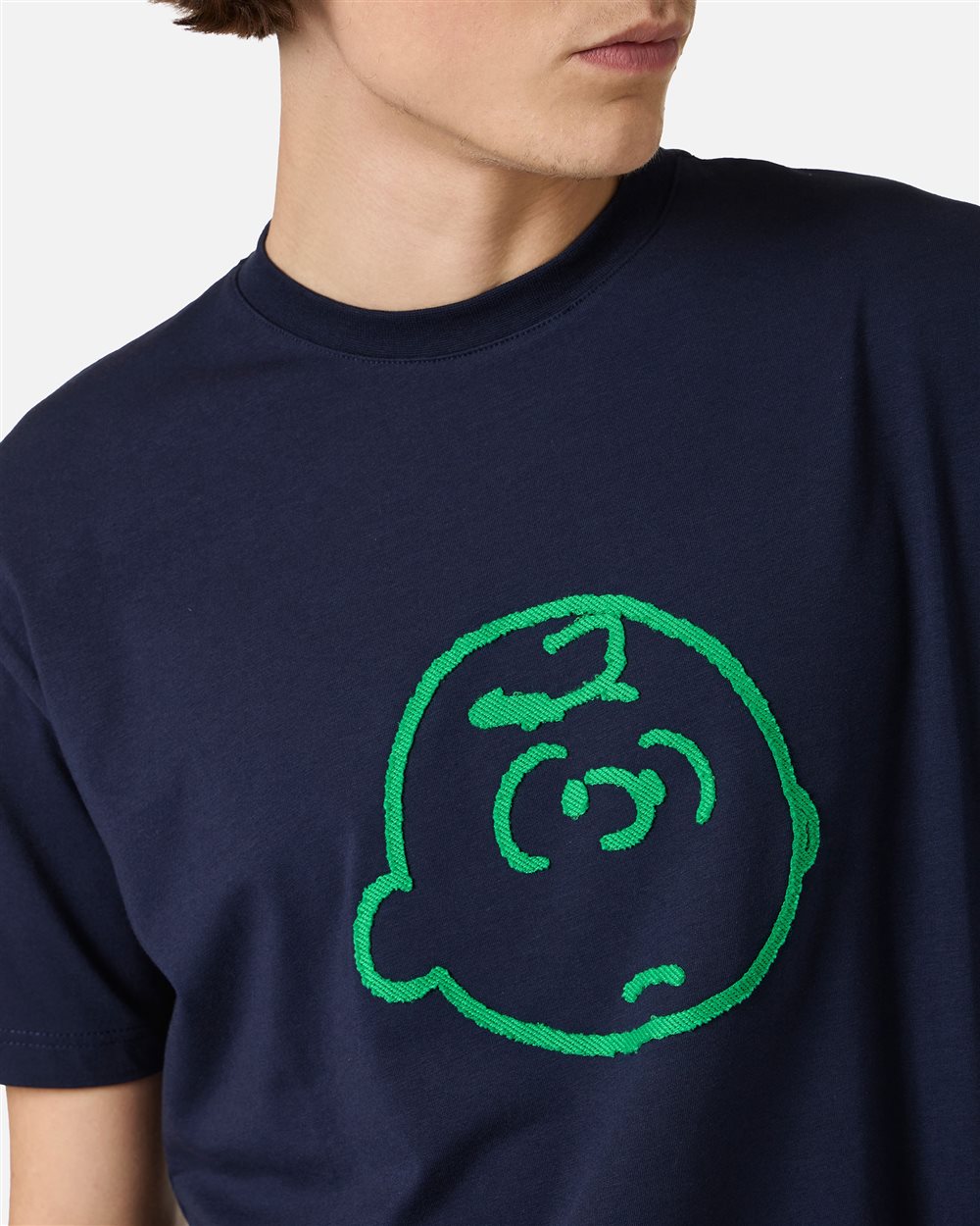 Slim fit blue T-shirt with Peanuts embroidery and Iceberg logo on the back - Iceberg - Official Website