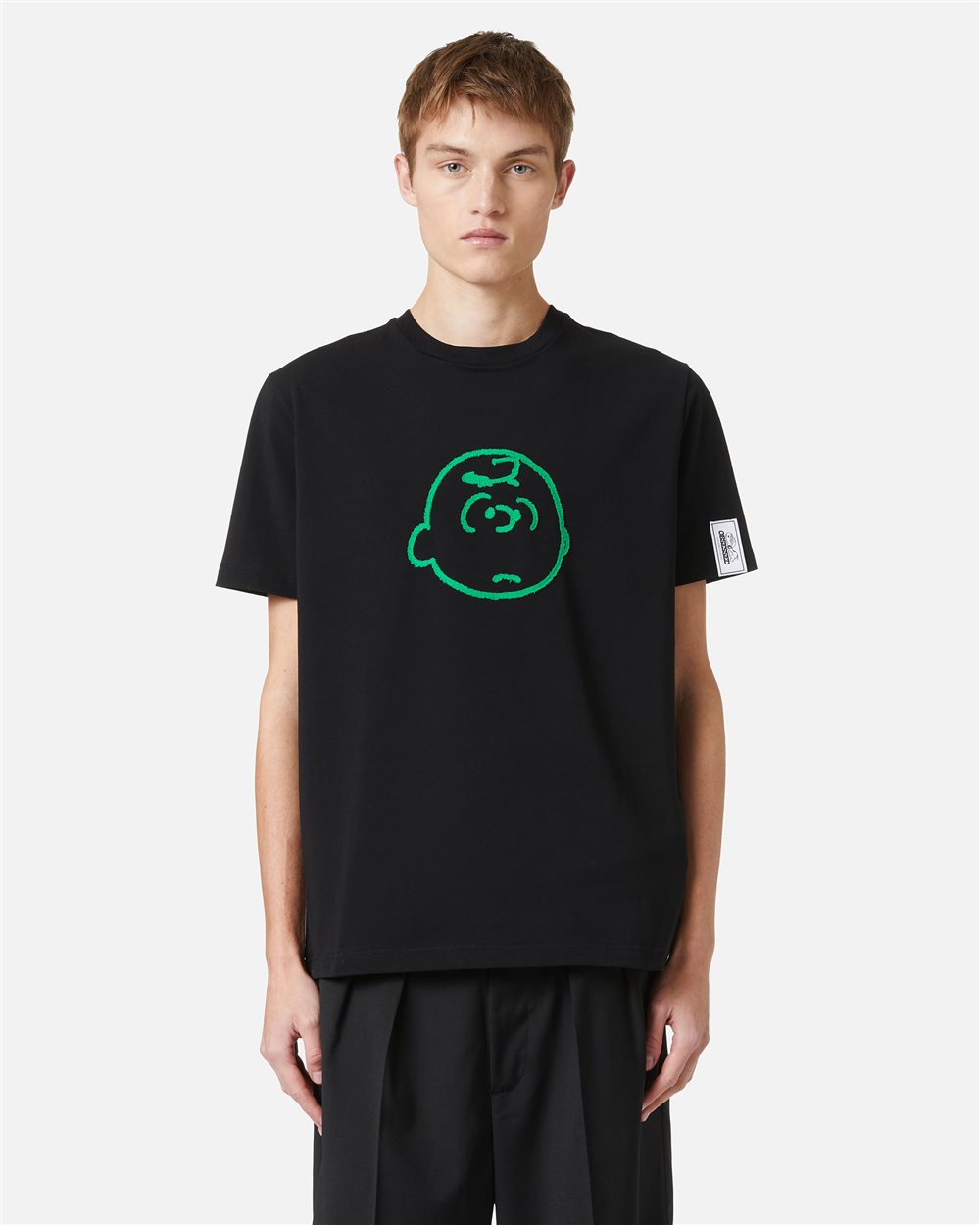 Black slim fit T-shirt with Peanuts embroidery and Iceberg logo on the back - Iceberg - Official Website