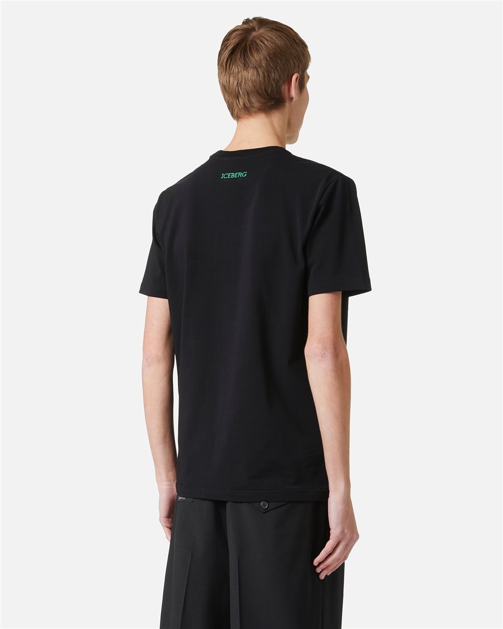 Black slim fit T-shirt with Peanuts embroidery and Iceberg logo on the back - Iceberg - Official Website