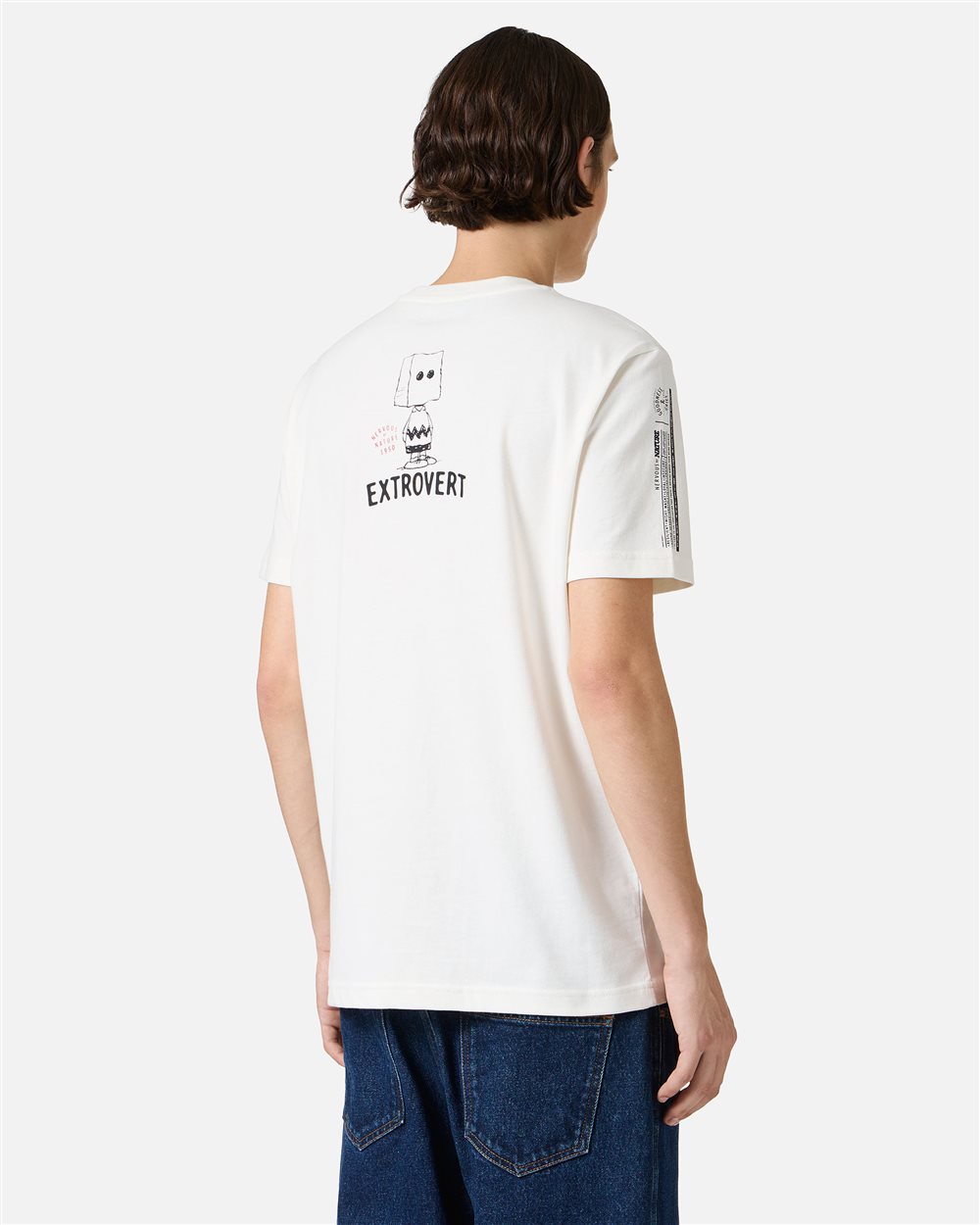 Slim fit vanilla T-shirt in sustainable fabric with Peanuts embroidery and Iceberg logo on the back - Iceberg - Official Website