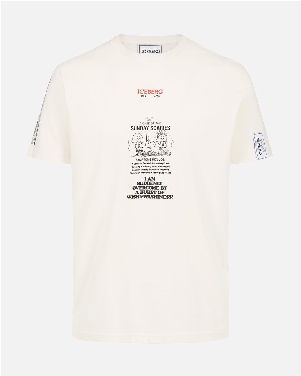 Slim fit vanilla T-shirt in sustainable fabric with Peanuts embroidery and Iceberg logo on the back - Iceberg - Official Website