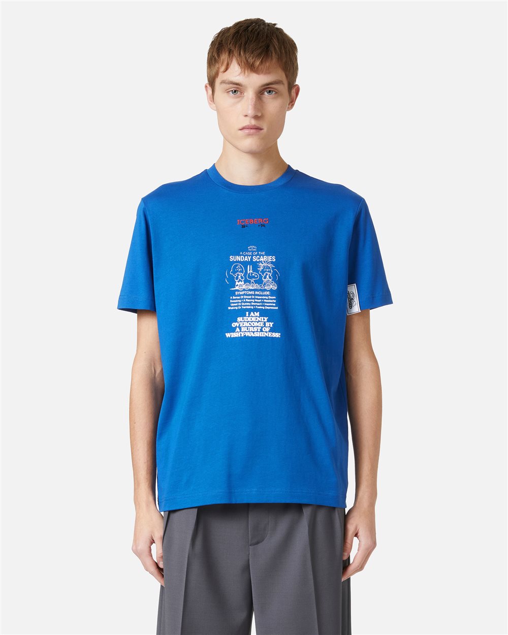 Slim fit zaphyre t-shirt in sustainable fabric with Peanuts embroidery and Iceberg logo on the back - Iceberg - Official Website