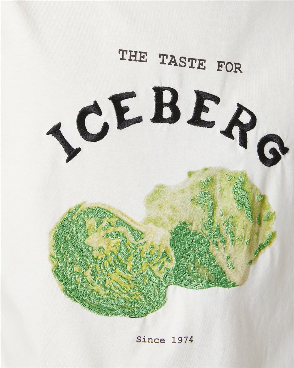 Regular-fit vanilla cotton T-shirt with Iceberg Salad print and embroidery - Iceberg - Official Website