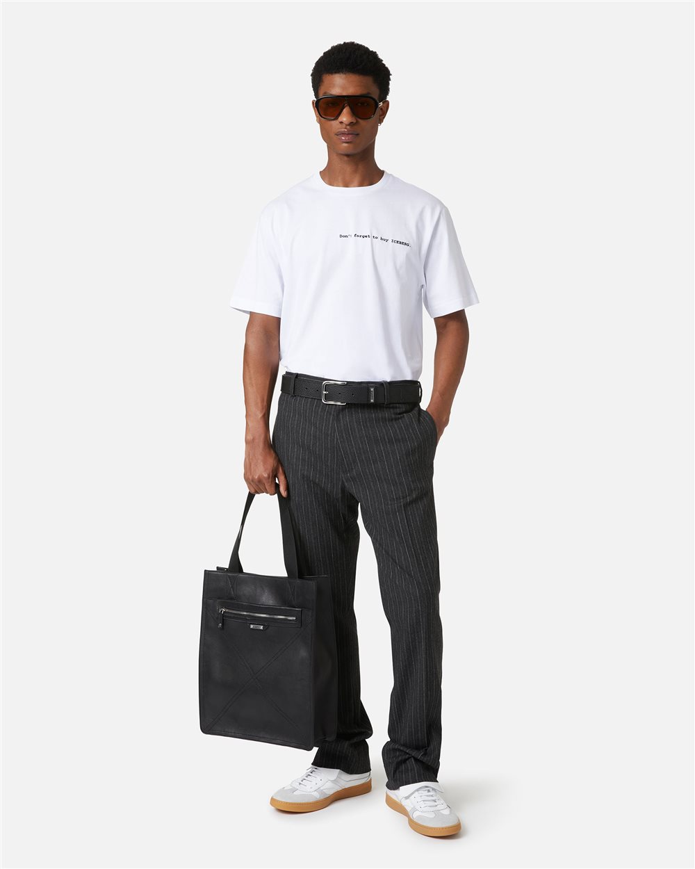 Regular-fit optical white cotton jersey T-shirt with front embroidery and To Buy Iceberg print on - Iceberg - Official Website