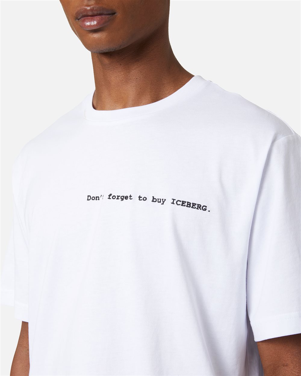 Regular-fit optical white cotton jersey T-shirt with front embroidery and To Buy Iceberg print on - Iceberg - Official Website