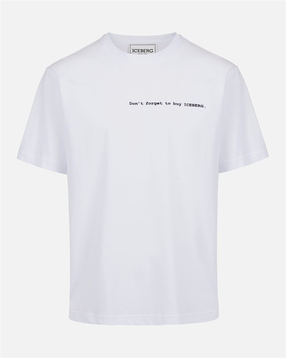 Regular-fit optical white cotton jersey T-shirt with front embroidery and To Buy Iceberg print on - Iceberg - Official Website