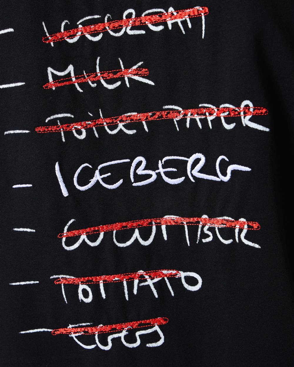 Regular-fit black cotton jersey T-shirt with front embroidery and To Buy Iceberg print on the back - Iceberg - Official Website