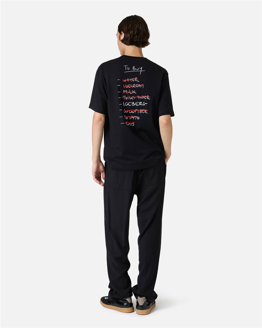 Regular-fit black cotton jersey T-shirt with front embroidery and To Buy Iceberg print on the back - Iceberg - Official Website