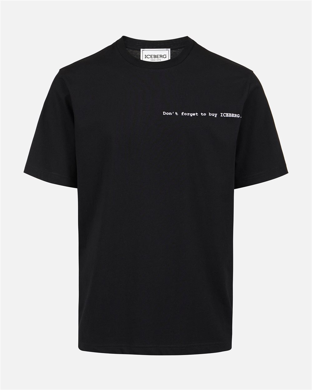 Regular-fit black cotton jersey T-shirt with front embroidery and To Buy Iceberg print on the back - Iceberg - Official Website