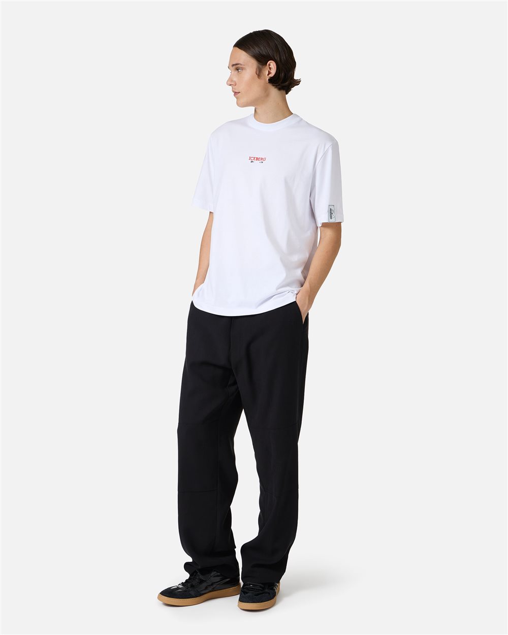 Regular fit optical white T-shirt with embroidered Iceberg logo and Peanuts print on the back - Iceberg - Official Website