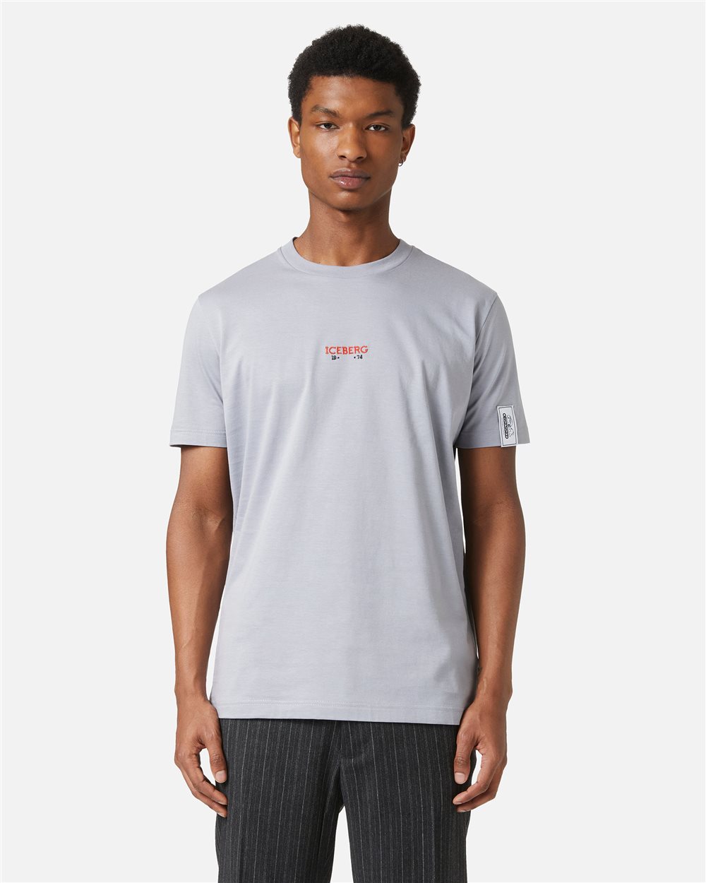 Regular fit light grey T-shirt with embroidered Iceberg logo and Peanuts print on the back - Iceberg - Official Website
