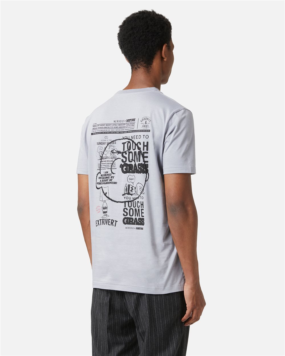 Regular fit light grey T-shirt with embroidered Iceberg logo and Peanuts print on the back - Iceberg - Official Website