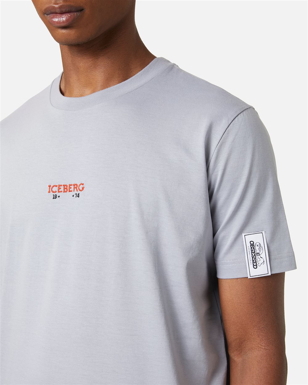 Regular fit light grey T-shirt with embroidered Iceberg logo and Peanuts print on the back - Iceberg - Official Website
