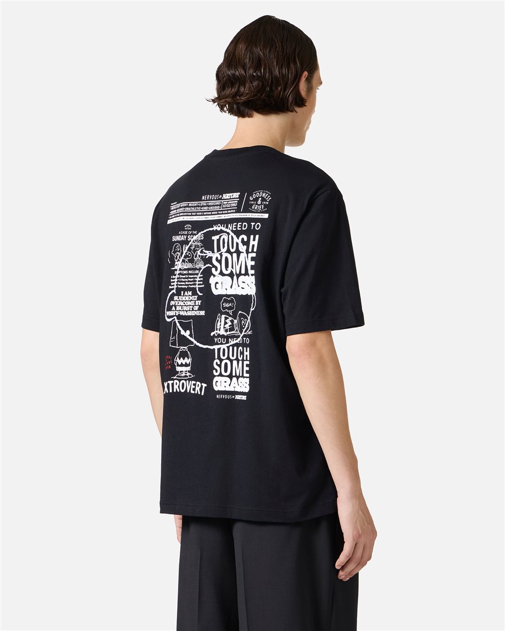 Regular fit black T-shirt with embroidered Iceberg logo and Peanuts print on the back - Iceberg - Official Website