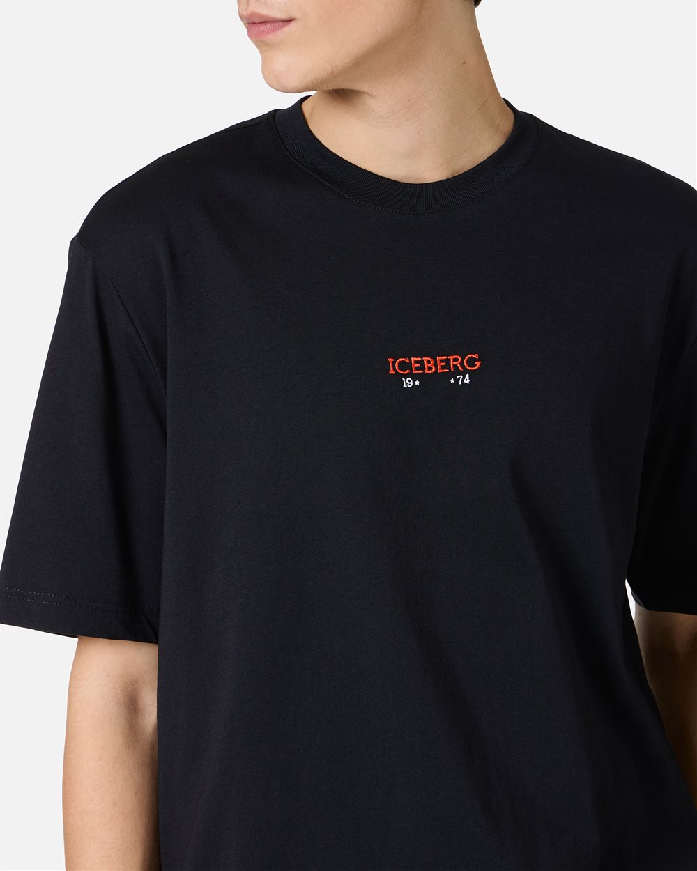 Regular fit black T-shirt with embroidered Iceberg logo and Peanuts print on the back - Iceberg - Official Website