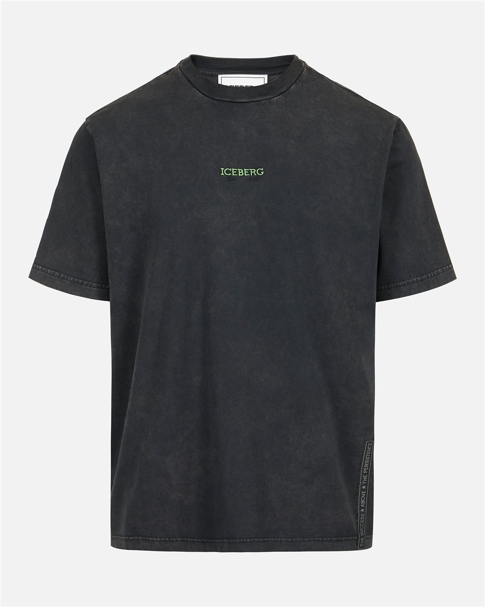 Regular-fit black T-shirt in garment-dyed jersey with SpongeBob details - Iceberg - Official Website