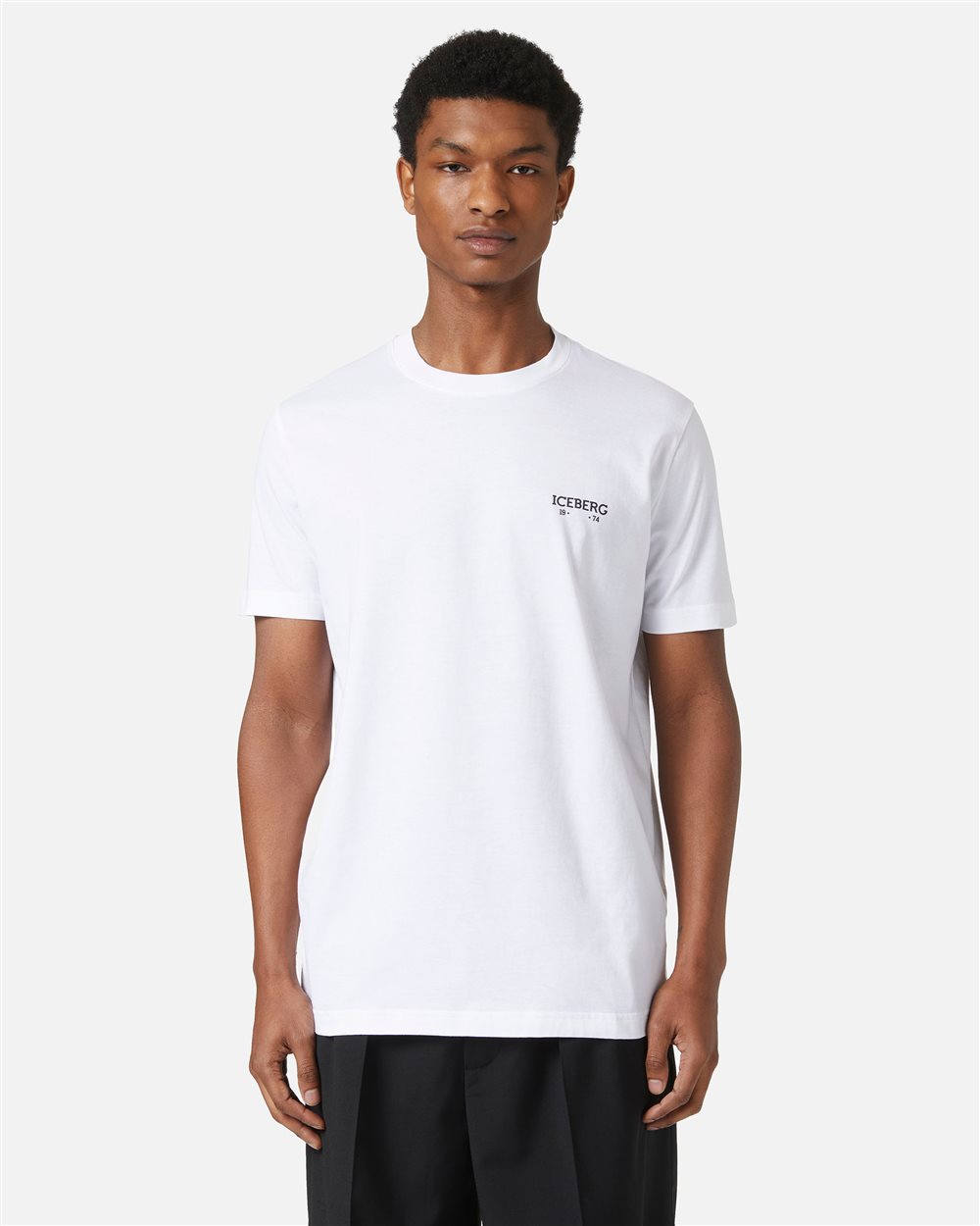 Regular fit optical white T-shirt with embossed Iceberg logo - Iceberg - Official Website