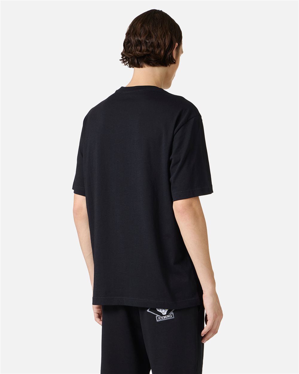 Regular fit black white T-shirt with embossed Iceberg logo print - Iceberg - Official Website