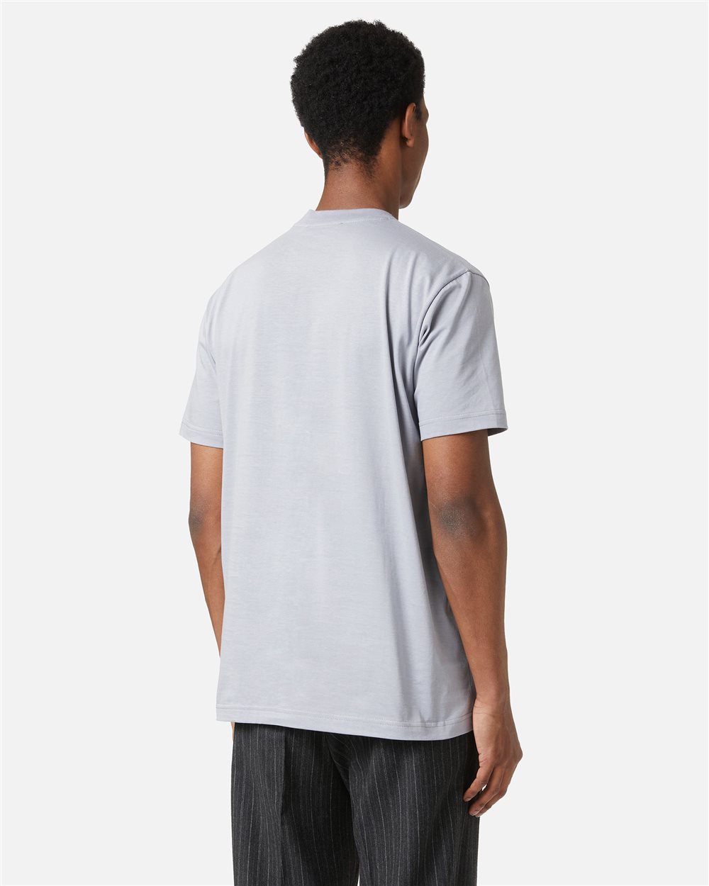 Light grey regular fit T-shirt with Iceberg Milano Italia embroidery in wool thread - Iceberg - Official Website