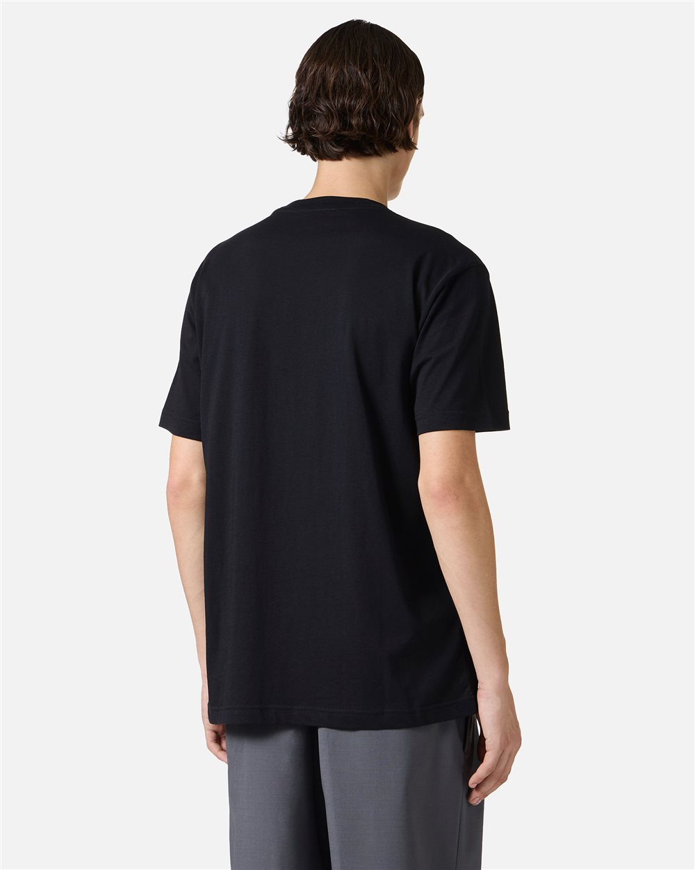 Regular fit black T-shirt with Iceberg Milano Italia embroidery in wool thread - Iceberg - Official Website