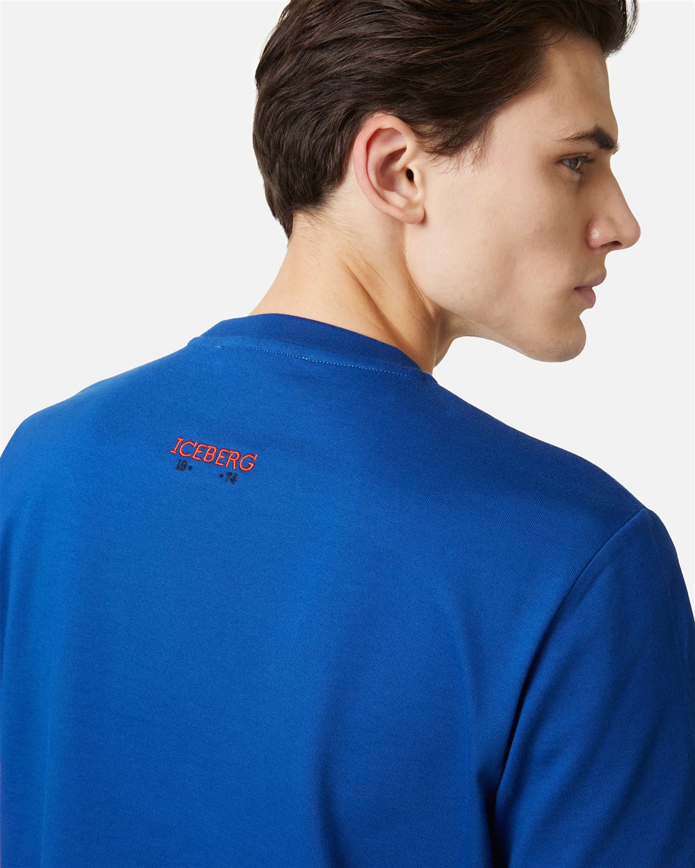 Regular fit light blue T-shirt in compact jersey with Polaroid Iceberg print - Iceberg - Official Website