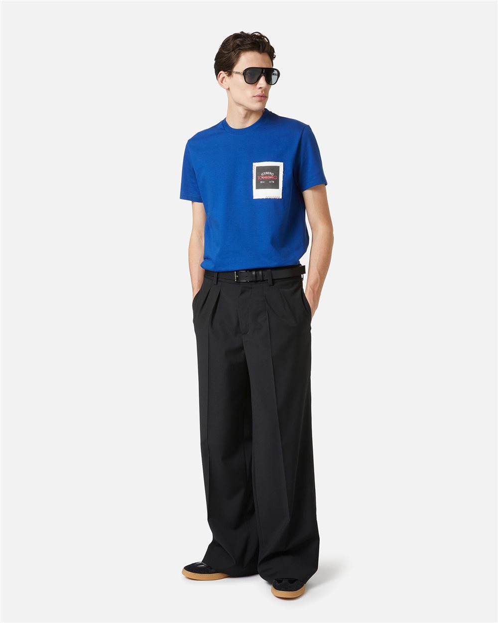 Regular fit light blue T-shirt in compact jersey with Polaroid Iceberg print - Iceberg - Official Website