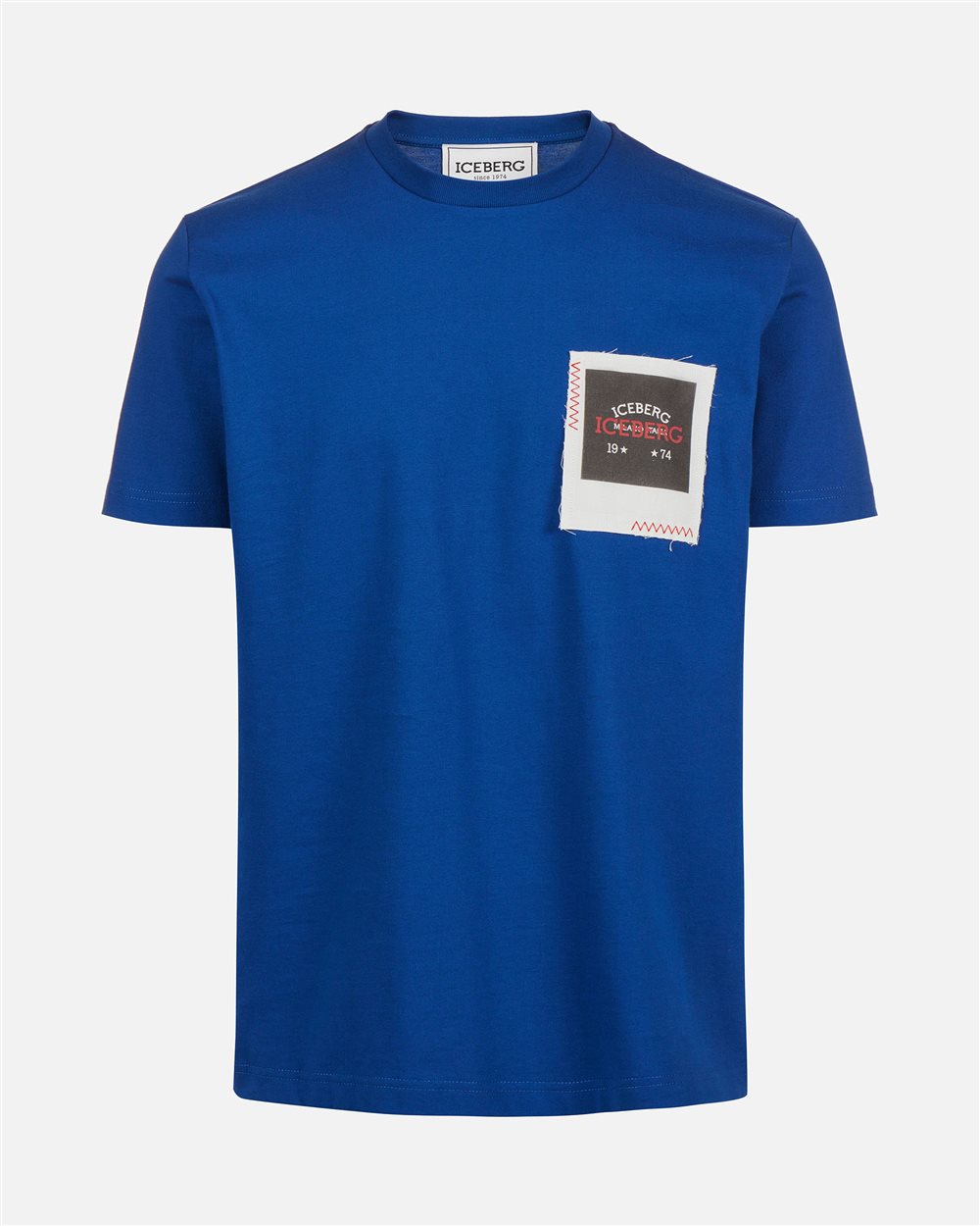 Regular fit light blue T-shirt in compact jersey with Polaroid Iceberg print - Iceberg - Official Website