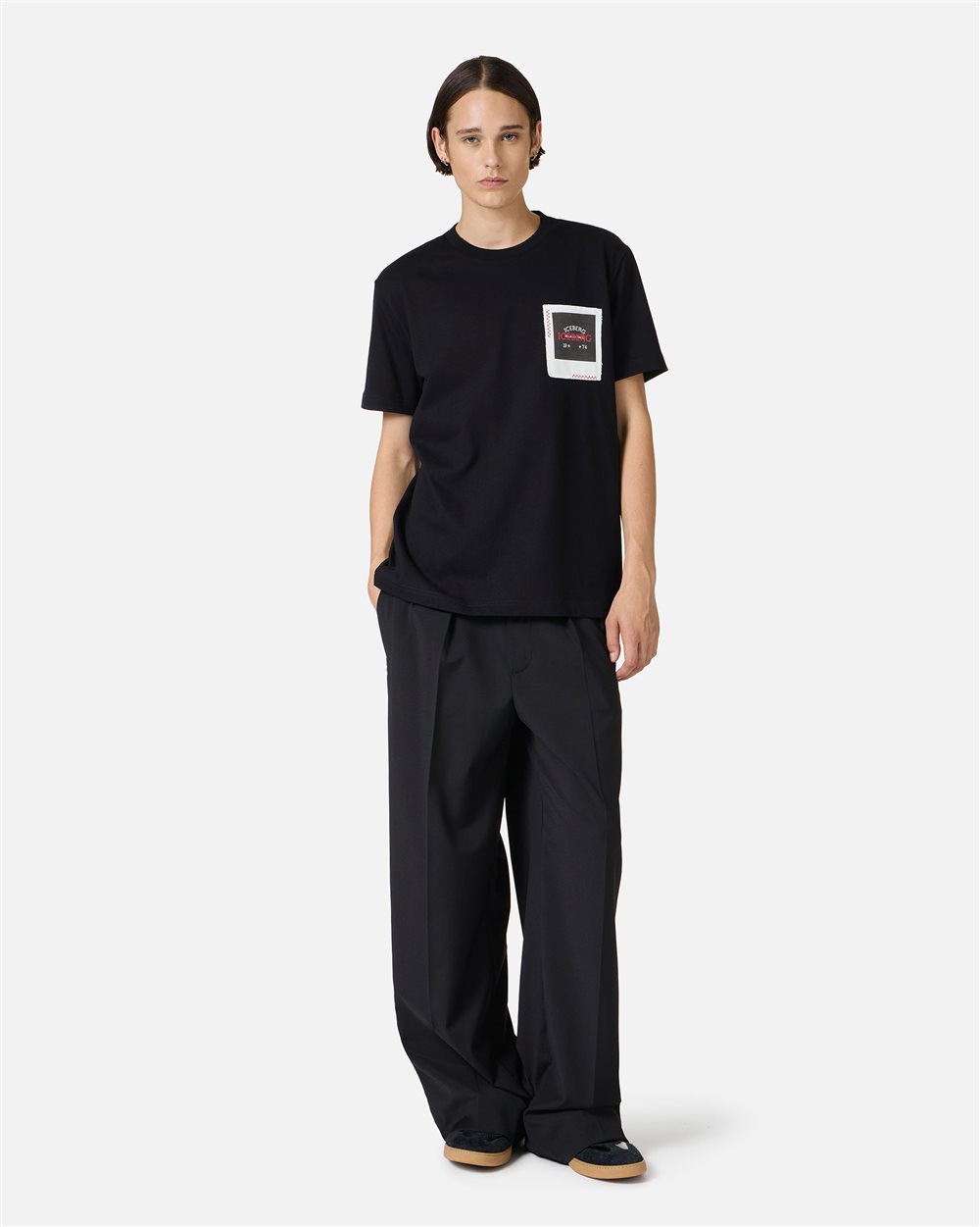 Regular fit black T-shirt in compact jersey with Polaroid Iceberg print - Iceberg - Official Website