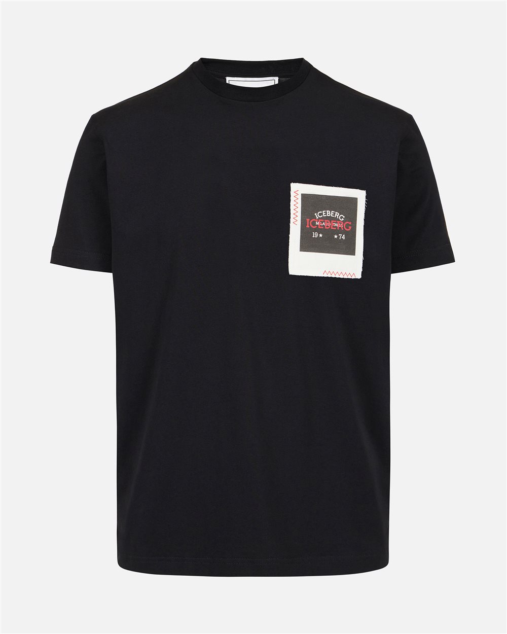 Regular fit black T-shirt in compact jersey with Polaroid Iceberg print - Iceberg - Official Website