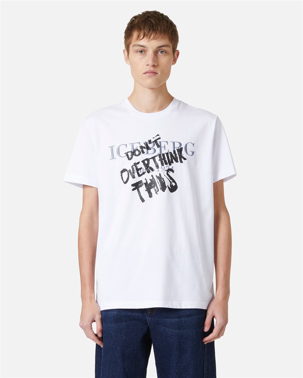Classic regular fit cotton jersey optic white T-shirt - Iceberg - Official Website