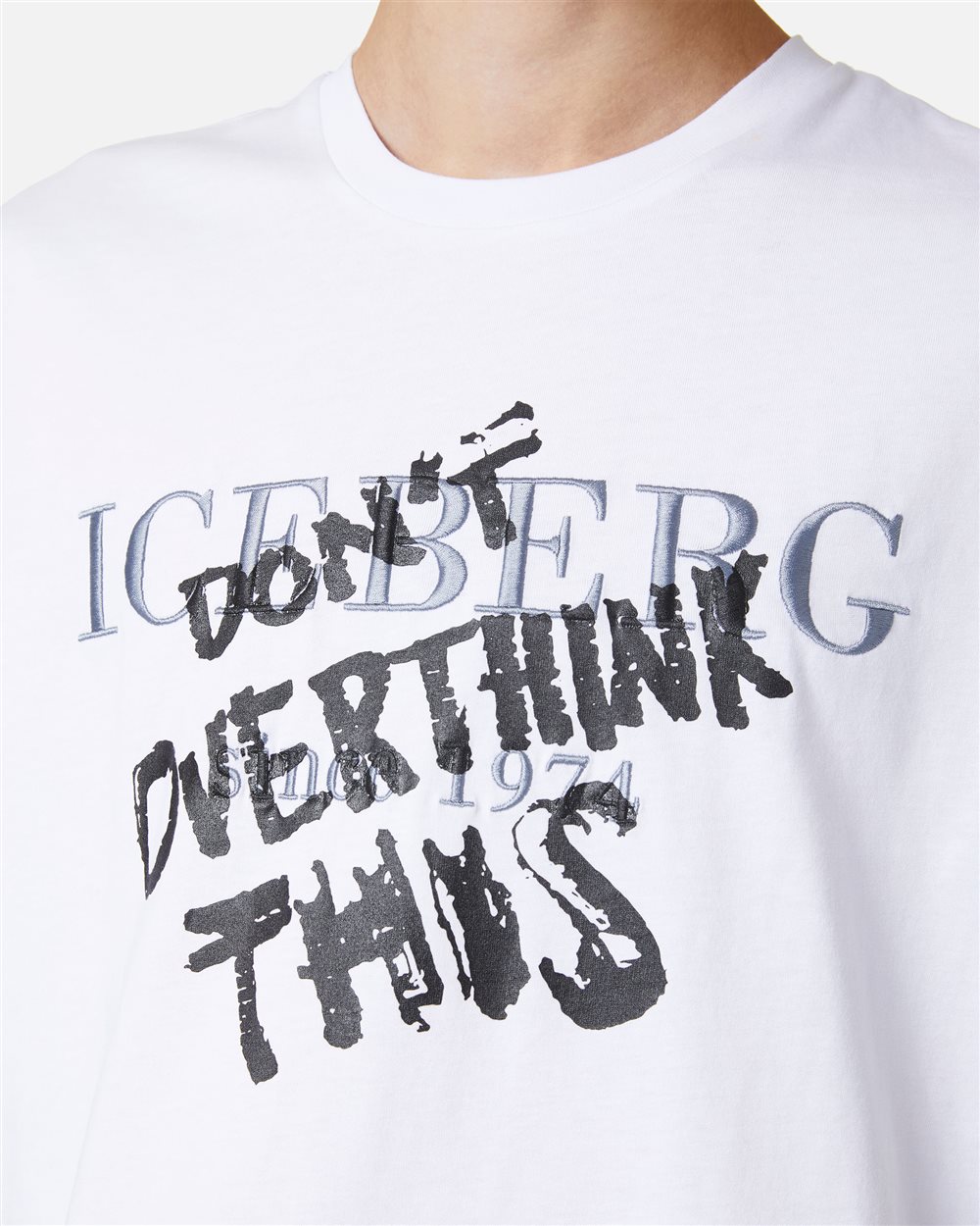 Classic regular fit cotton jersey optic white T-shirt - Iceberg - Official Website