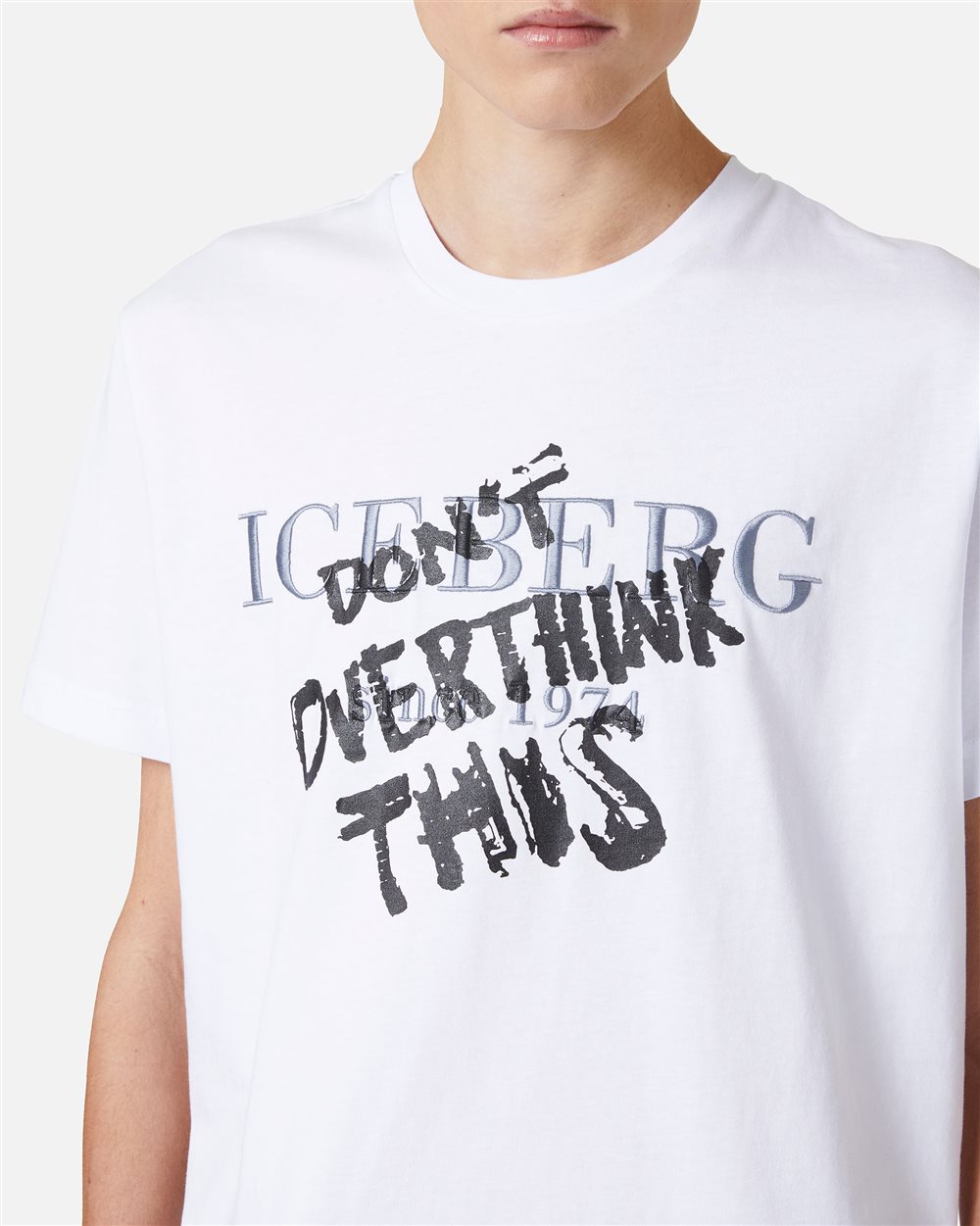 Classic regular fit cotton jersey optic white T-shirt - Iceberg - Official Website
